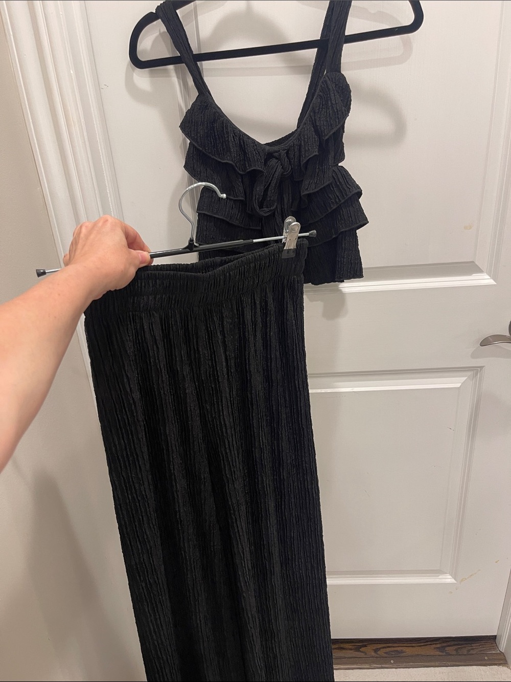 Black Ruffled Pant Set
